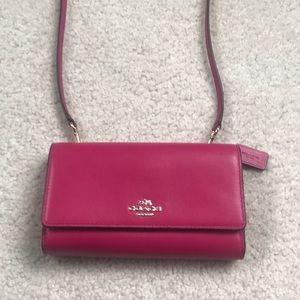 Coach Hot Pink Crossbody Clutch Detachable Strap